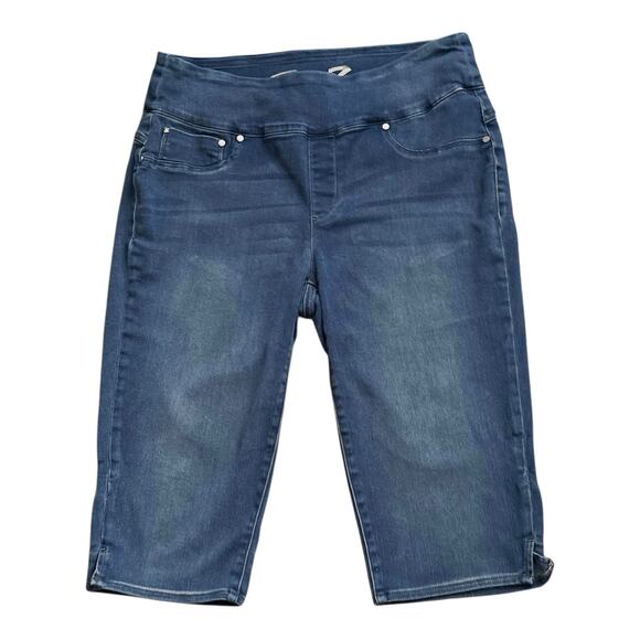 SEVEN 7 Womens Plus Size 14W Pull On Cropped Capri Tummy Toner Blue Jeans - Picture 1 of 6